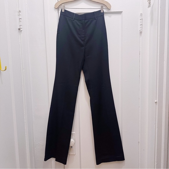 Nili Lotan Virgin Wool Pants Straight Leg Black Trousers - Picture 2 of 5